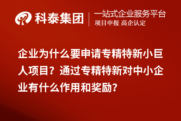 企業(yè)為什么要申請專精特新小巨人項(xiàng)目？通過專精特新對中小企業(yè)有什么作用和獎(jiǎng)勵(lì)？