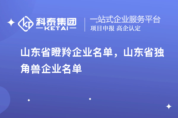 山東省瞪羚企業(yè)名單，山東省獨角獸企業(yè)名單