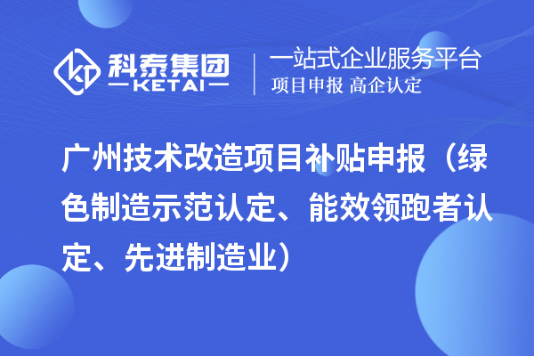 廣州技術改造項目補貼申報（綠色制造示范認定、能效領跑者認定、先進制造業(yè)）