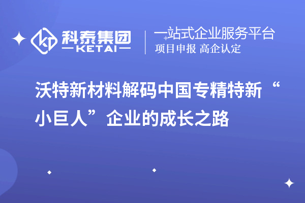沃特新材料解碼中國(guó)專精特新“小巨人”企業(yè)的成長(zhǎng)之路