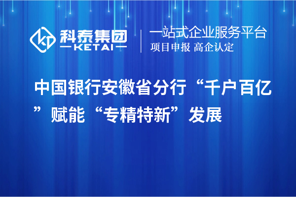 中國(guó)銀行安徽省分行“千戶(hù)百億”賦能“專(zhuān)精特新”發(fā)展