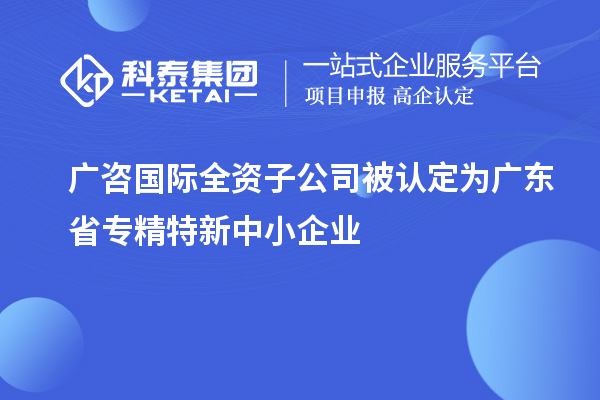 廣咨國(guó)際全資子公司被認(rèn)定為廣東省專精特新中小企業(yè)