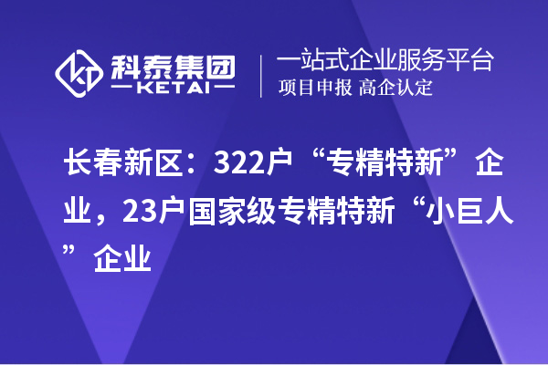 長春新區(qū)：322戶“專精特新”企業(yè)，23戶國家級(jí)專精特新“小巨人”企業(yè)