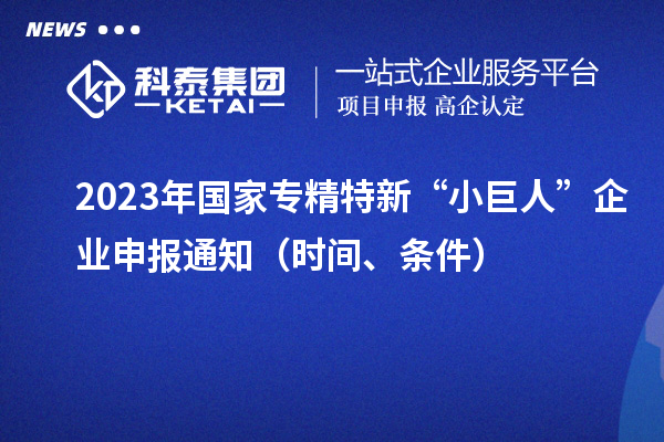 2023年國家專精特新“小巨人”企業(yè)申報通知(時間、條件)