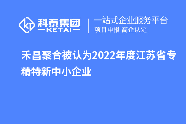 禾昌聚合被認為2022年度江蘇省專精特新中小企業(yè)