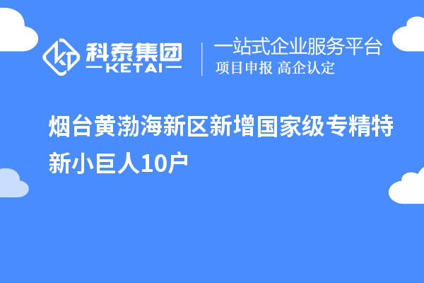 煙臺黃渤海新區(qū)新增國家級專精特新小巨人10戶