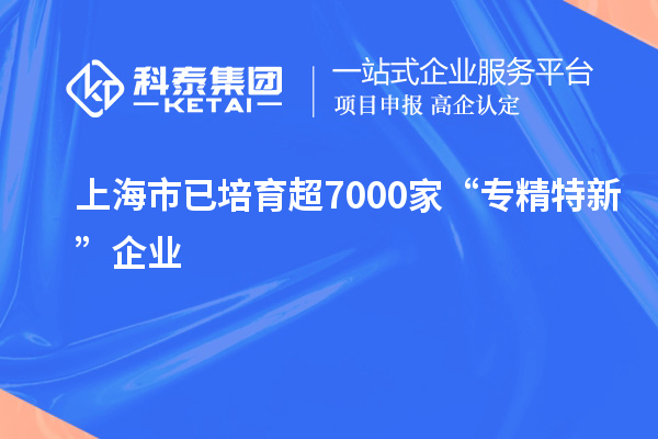 上海市已培育超7000家“專(zhuān)精特新”企業(yè)