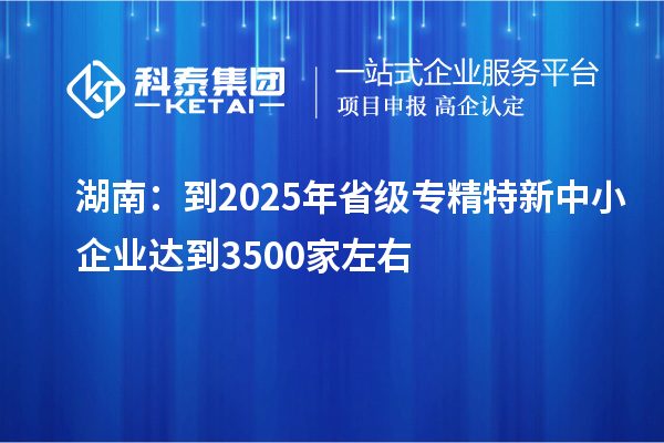湖南:到2025年省級專精特新中小企業(yè)達到3500家左右