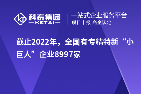 截止2022年，全國有專精特新“小巨人”企業(yè)8997家