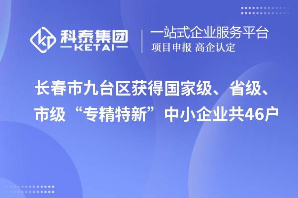 長春市九臺區(qū)獲得國家級、省級、市級“專精特新”中小企業(yè)共46戶