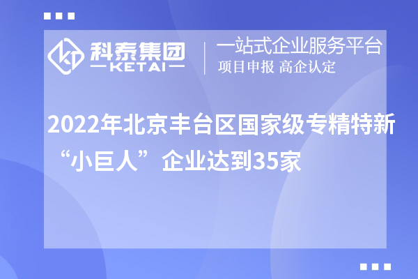 2022年北京豐臺(tái)區(qū)國家級(jí)專精特新“小巨人”企業(yè)達(dá)到35家