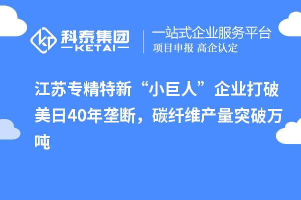 江蘇專精特新“小巨人”企業(yè)打破美日40年壟斷，碳纖維產(chǎn)量突破萬(wàn)噸