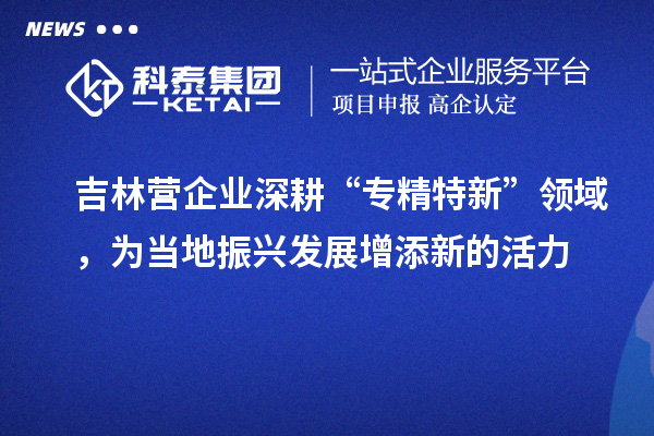 吉林營企業(yè)深耕“專精特新”領(lǐng)域，為當(dāng)?shù)卣衽d發(fā)展增添新的活力