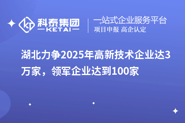 湖北力爭(zhēng)2025年高新技術(shù)企業(yè)達(dá)3萬(wàn)家，領(lǐng)軍企業(yè)達(dá)到100家