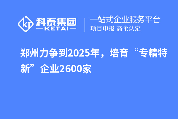 鄭州力爭到2025年，培育“專精特新”企業(yè)2600家