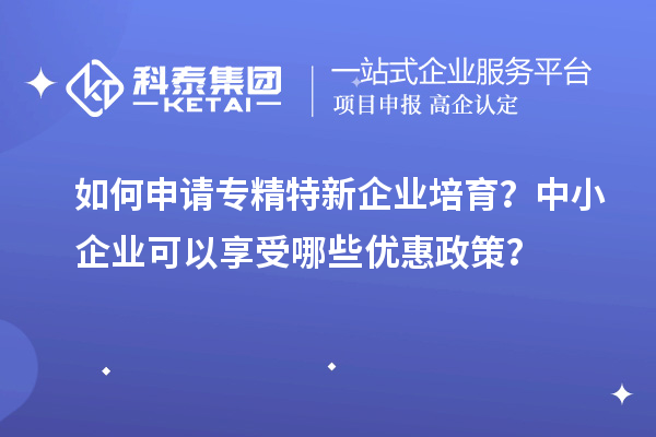 如何申請專精特新企業(yè)培育？中小企業(yè)可以享受哪些優(yōu)惠政策？