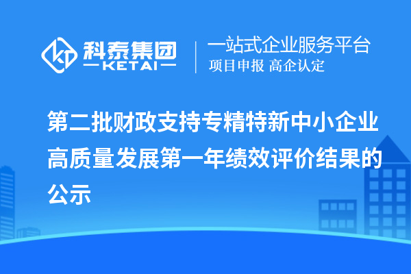 第二批財政支持專精特新中小企業(yè)高質(zhì)量發(fā)展第一年績效評價結果的公示