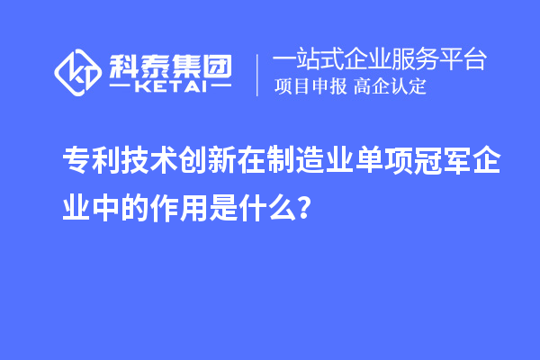 專利技術(shù)創(chuàng)新在制造業(yè)單項冠軍企業(yè)中的作用是什么？