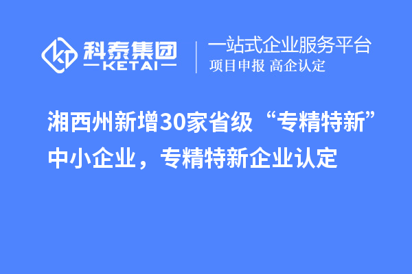 湘西州新增30家省級 “專精特新”中小企業(yè)，專精特新企業(yè)認(rèn)定