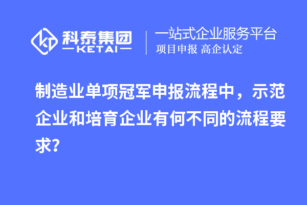 制造業(yè)單項冠軍申報流程中，示范企業(yè)和培育企業(yè)有何不同的流程要求？