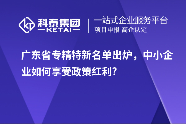 廣東省專(zhuān)精特新名單出爐，中小企業(yè)如何享受政策紅利?