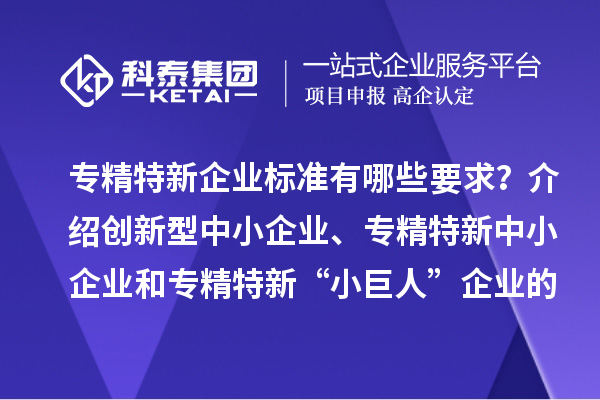 專精特新企業(yè)標(biāo)準(zhǔn)有哪些要求？介紹創(chuàng)新型中小企業(yè)、專精特新中小企業(yè)和專精特新“小巨人”企業(yè)的評(píng)價(jià)和認(rèn)定標(biāo)準(zhǔn)