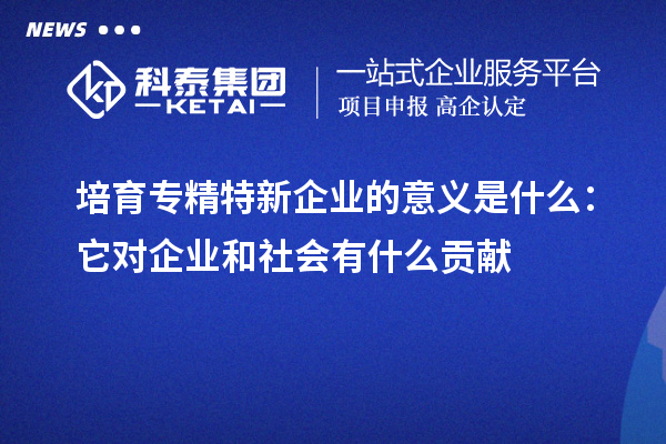 培育專精特新企業(yè)的意義是什么：它對企業(yè)和社會有什么貢獻