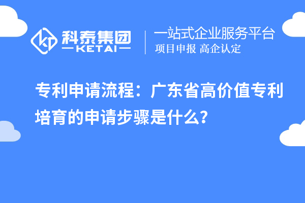專利申請流程：廣東省高價值專利培育的申請步驟是什么？