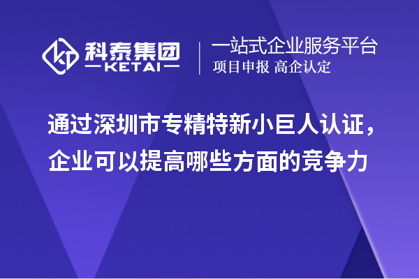 通過深圳市專精特新小巨人認(rèn)證，企業(yè)可以提高哪些方面的競爭力