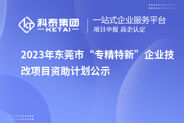2023年?yáng)|莞市“專(zhuān)精特新”企業(yè)技改項(xiàng)目資助計(jì)劃公示