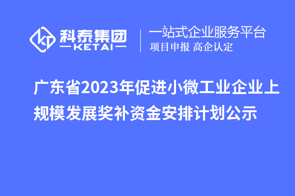 廣東省2023年促進(jìn)小微工業(yè)企業(yè)上規(guī)模發(fā)展獎補(bǔ)資金安排計劃公示