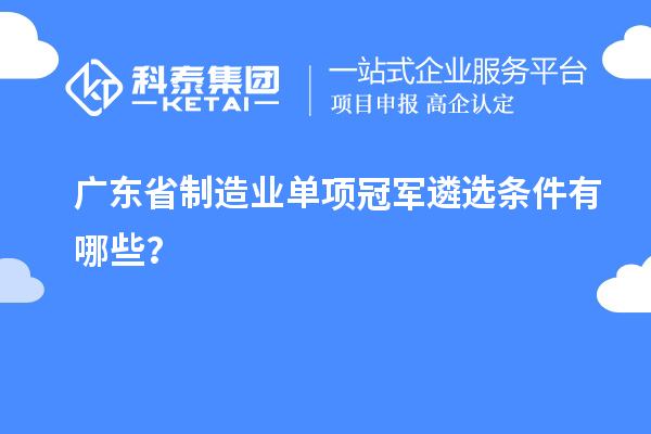 廣東省制造業(yè)單項(xiàng)冠軍遴選條件有哪些？