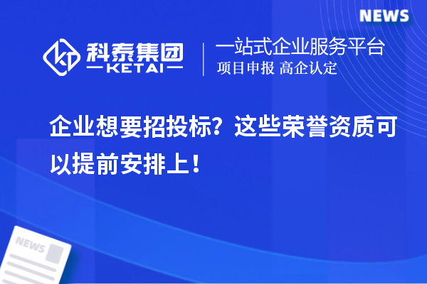 企業(yè)想要招投標(biāo)？這些榮譽(yù)資質(zhì)可以提前安排上！