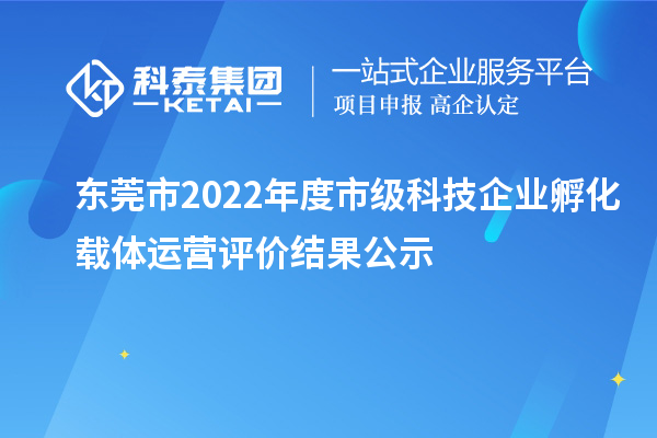 東莞市2022年度市級(jí)科技企業(yè)孵化載體運(yùn)營評(píng)價(jià)結(jié)果公示