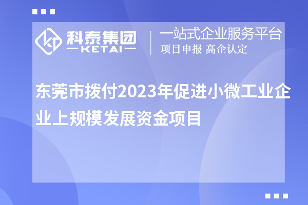 東莞市撥付2023年促進小微工業(yè)企業(yè)上規(guī)模發(fā)展資金項目