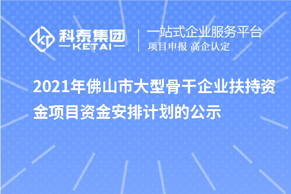 2021年佛山市大型骨干企業(yè)扶持資金項(xiàng)目資金安排計(jì)劃的公示