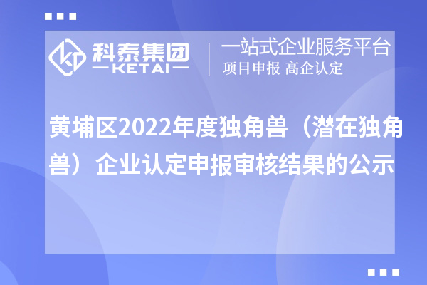 黃埔區(qū)2022年度獨(dú)角獸(潛在獨(dú)角獸)企業(yè)認(rèn)定申報(bào)審核結(jié)果的公示