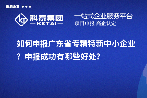 如何申報廣東省專精特新中小企業(yè)？申報成功有哪些好處？