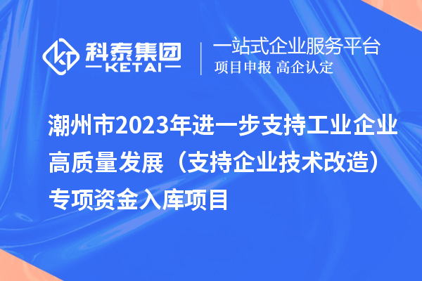 潮州市2023年進一步支持工業(yè)企業(yè)高質(zhì)量發(fā)展（支持企業(yè)技術(shù)改造）專項資金入庫項目