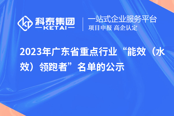 2023年廣東省重點行業(yè)“能效（水效）領(lǐng)跑者”名單的公示
