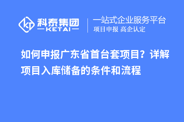 如何申報(bào)廣東省首臺(tái)套項(xiàng)目？詳解項(xiàng)目入庫(kù)儲(chǔ)備的條件和流程
