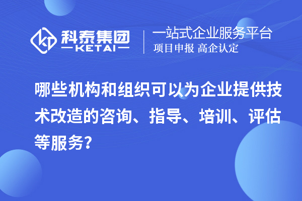 哪些機(jī)構(gòu)和組織可以為企業(yè)提供技術(shù)改造的咨詢、指導(dǎo)、培訓(xùn)、評(píng)估等服務(wù)？