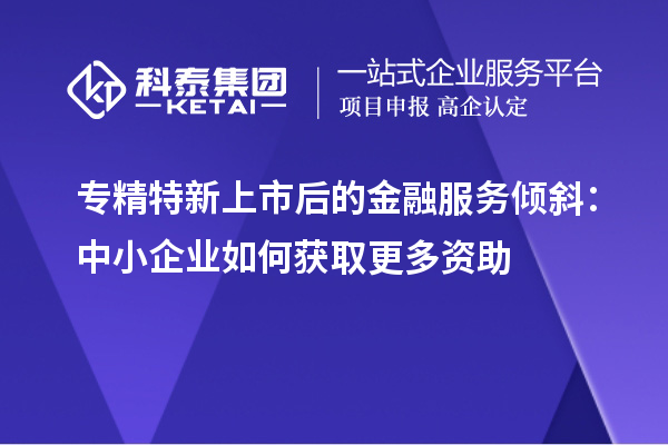 專精特新上市后的金融服務傾斜:中小企業(yè)如何獲取更多資助