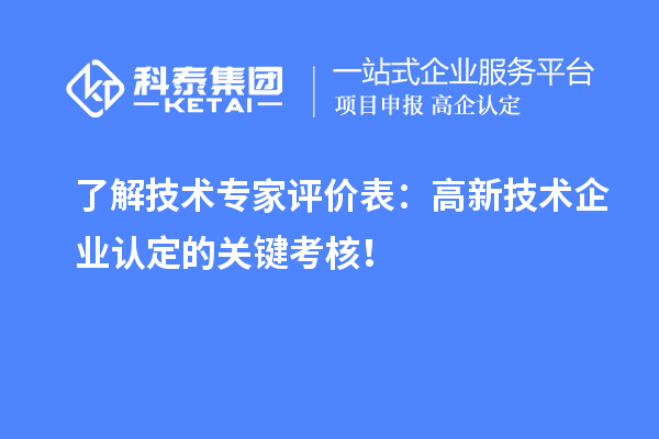 了解技術(shù)專家評價表:高新技術(shù)企業(yè)認定的關(guān)鍵考核!