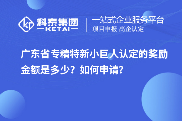 廣東省專精特新小巨人認定的獎勵金額是多少？如何申請？