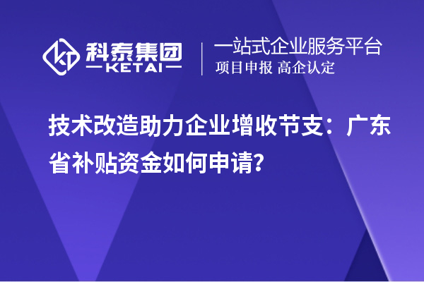 技術(shù)改造助力企業(yè)增收節(jié)支：廣東省補(bǔ)貼資金如何申請？