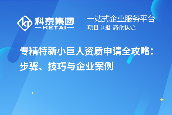 專精特新小巨人資質(zhì)申請(qǐng)全攻略:步驟、技巧與企業(yè)案例