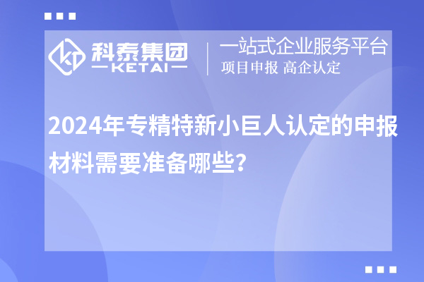 2024年專精特新小巨人認(rèn)定的申報材料需要準(zhǔn)備哪些？