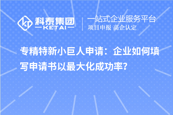 專精特新小巨人申請：企業(yè)如何填寫申請書以最大化成功率？
