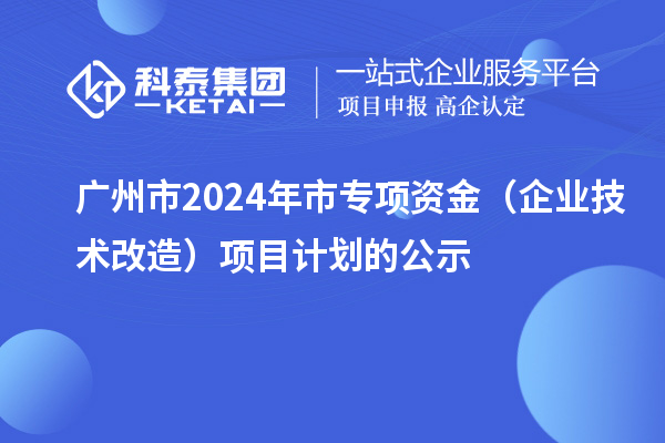 廣州市2024年市專項(xiàng)資金（企業(yè)技術(shù)改造）項(xiàng)目計(jì)劃的公示